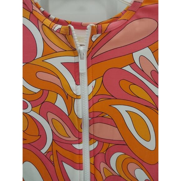 Michael Kors Swimsuit One Piece Zip Front Retro Long Sleeve Sz 8 NWT - Picture 2 of 5